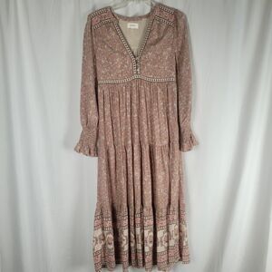 Bohme Floral Mid Dress Womens Size Small Dusty Pink And Mauve